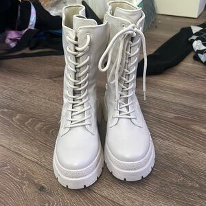 Cream high boots